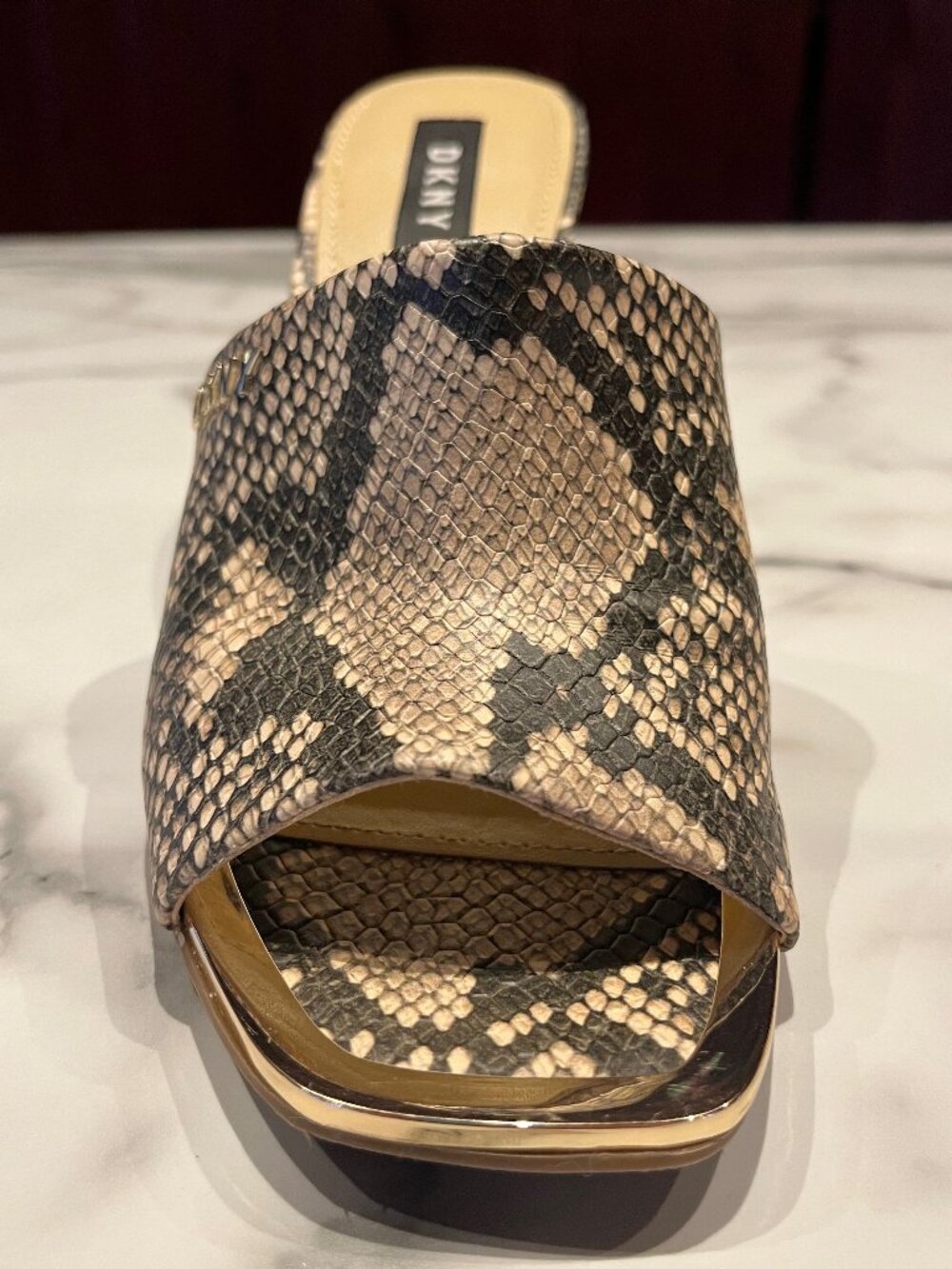 DKNY Fama Snakeskin Slide Sandals/Mules Size 7 - Picture 7 of 16
